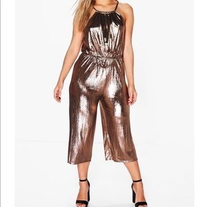 Plus Serena Metallic Culotte Jumpsuit